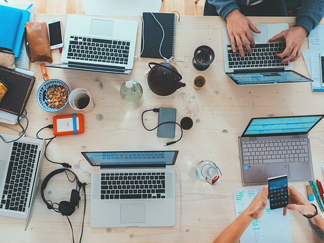 People working at a desk